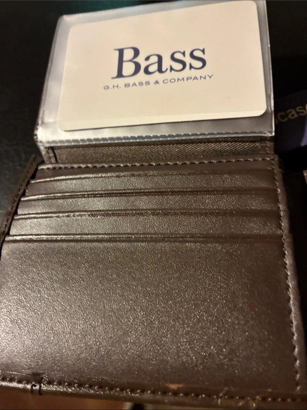 Bass Tan Canvas with Brown Leather Trim Passcase Wallet